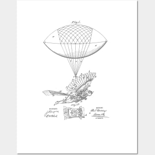 Flying Machine Vintage Patent Drawing Funny Novelty T-Shirt Posters and Art